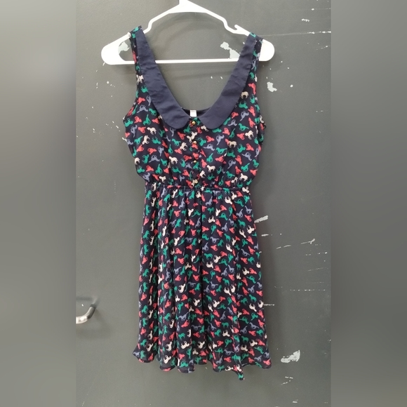 Xhilaration Retro Horse Print Peter Pan Dress Juniors Deep Navy SZ S/P FairyCore - Picture 2 of 15